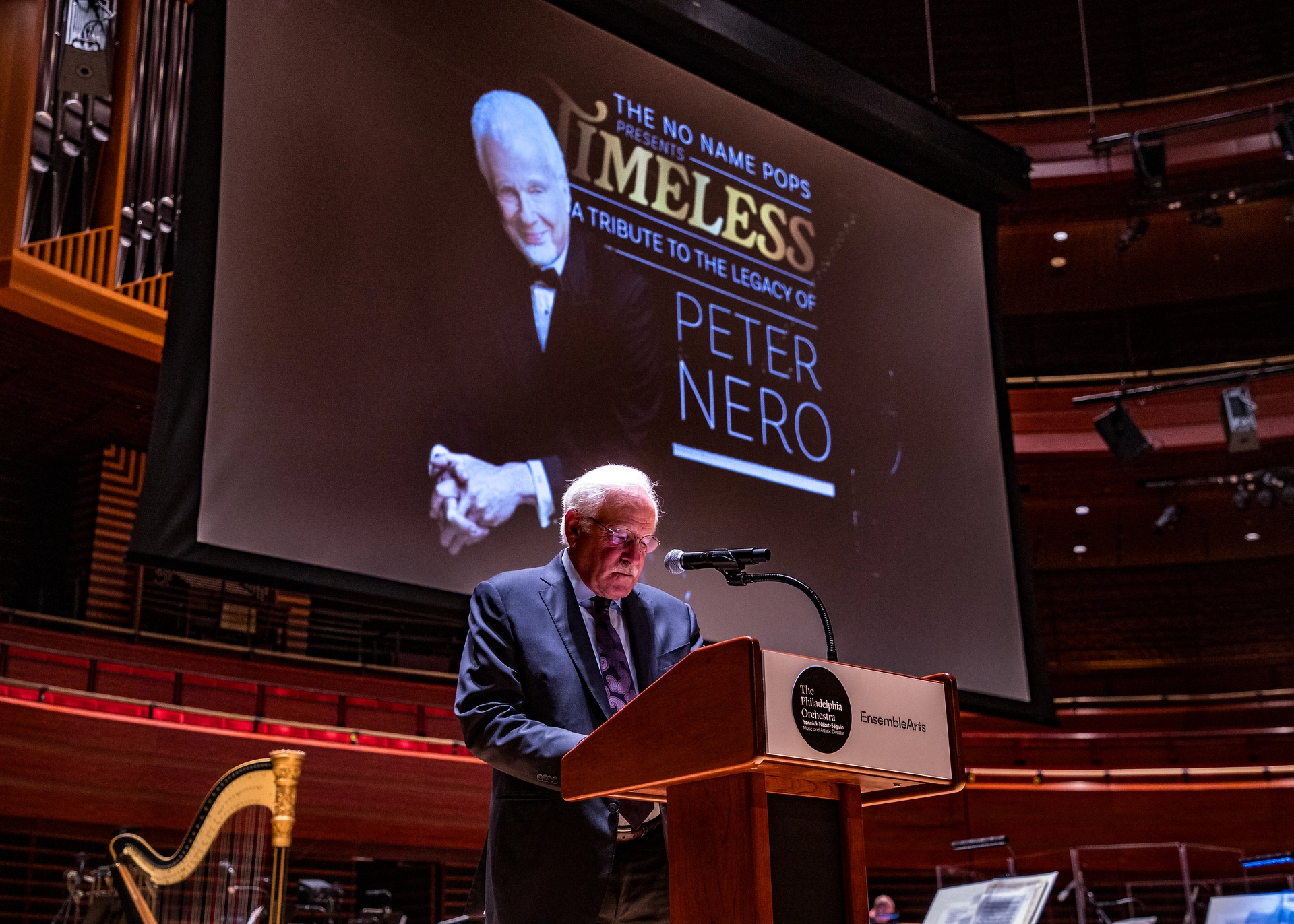 Jim Gardner addresses the audience at the Peter Nero Tribute Jim Gardner addresses the audience at the Peter Nero Tribute